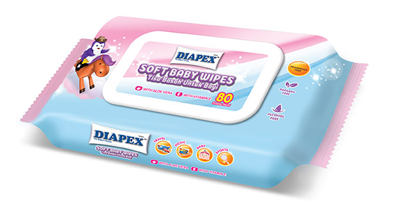 Diapex Soft Baby Wipes, 80 Sheets (Cap)