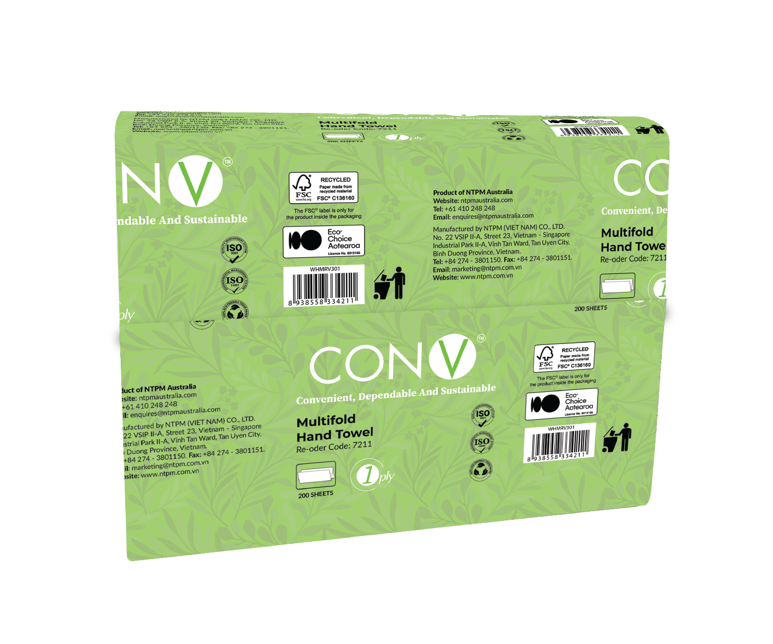 ConV Single ply Multifold Hand Towel