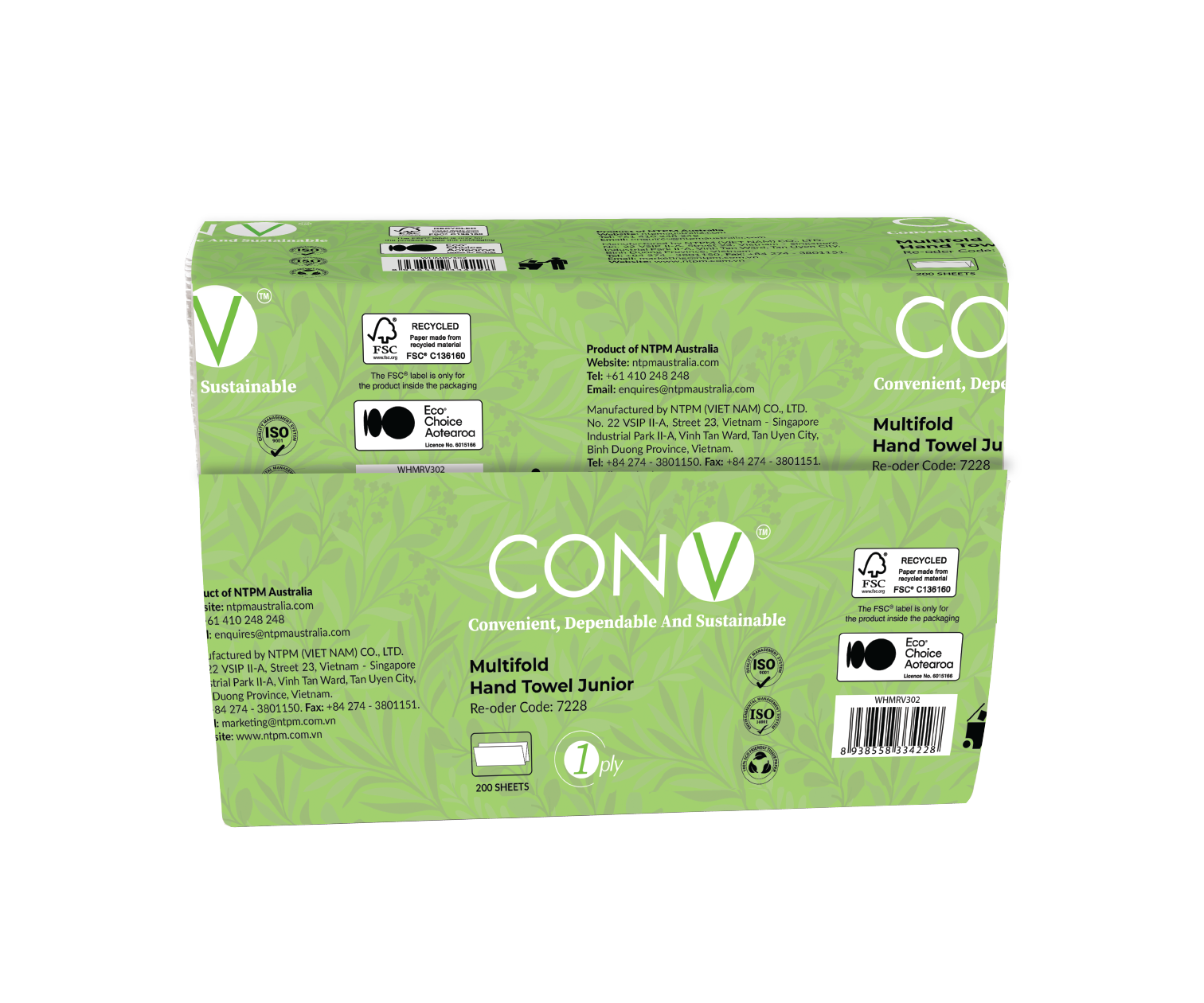 ConV Single ply Multifold Junior Hand Towel